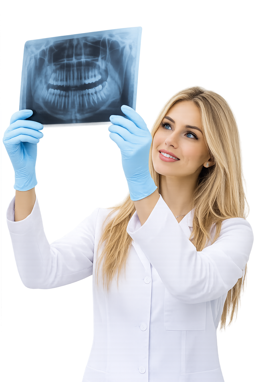 Specialist X-Ray Dent analizând o radiografie dentară